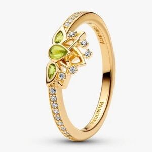 Pandora 14k gold plated Princess Tiana Crown Tiara ring size 7